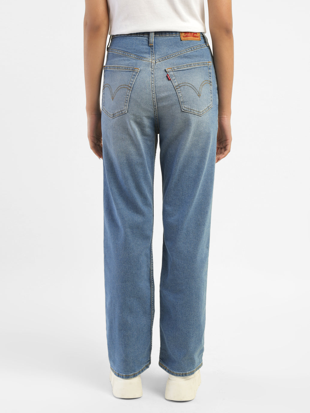 Women's Blue Ribcage Straight Fit High Rise Jeans - 1cc975c1-dafc-42db-b939-3b161acd1a11 View