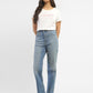 Women's Blue Ribcage Straight Fit High Rise Jeans - ModelFront View