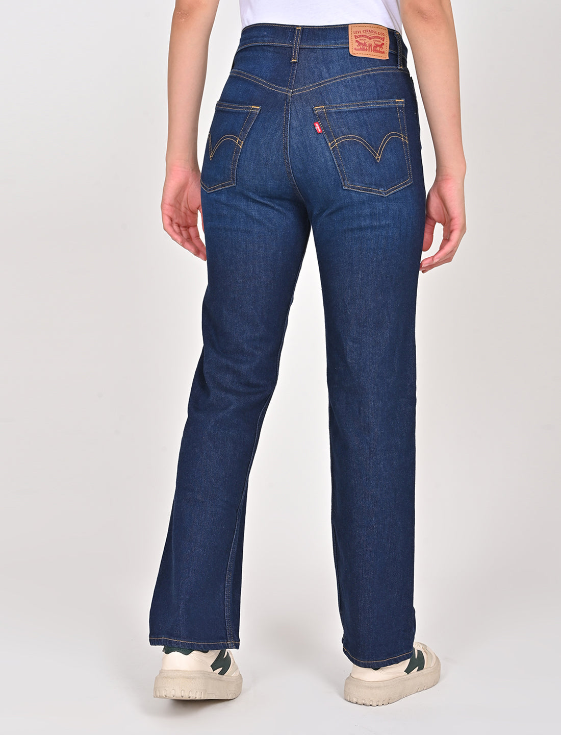 Women's Blue Ribcage Straight Fit High Rise Jeans - Back View