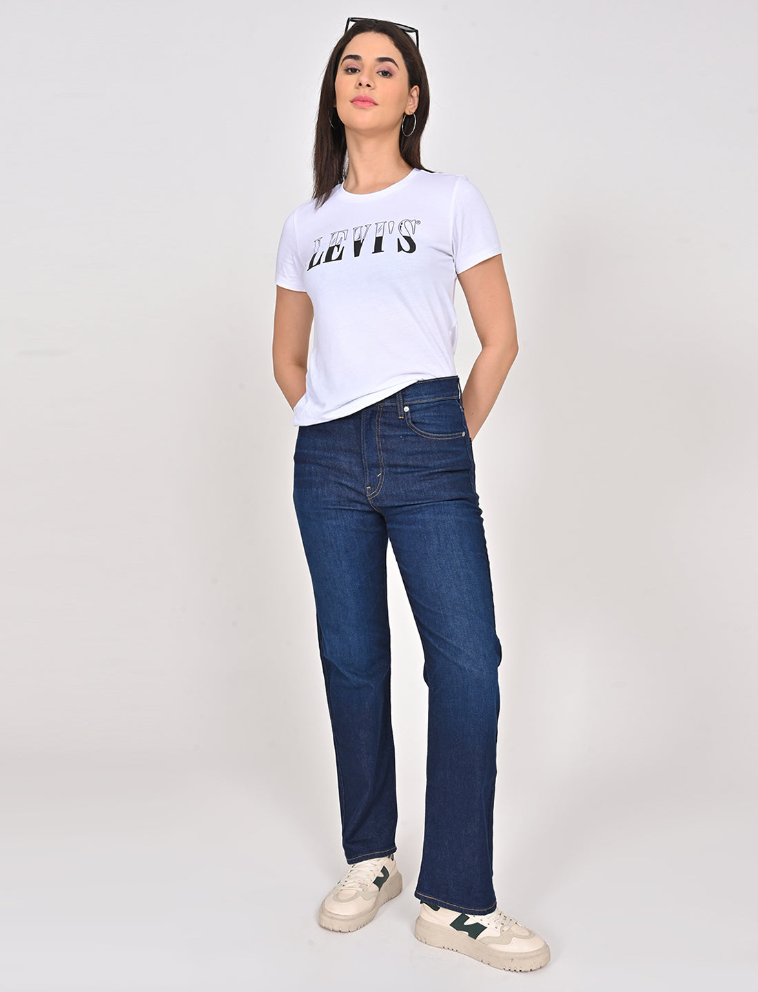 Women's Blue Ribcage Straight Fit High Rise Jeans