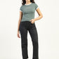 Women's Black Ribcage Straight Fit High Rise Jeans - Front View