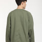Men's Typographic Print Olive Jacket - Back View