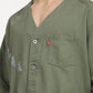 Men's Typographic Print Olive Jacket - deatil View