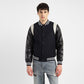 Men's Colorblock Navy Mandarin Collar Varsity Jacket - 852dd528-5ff9-4bea-ba00-361497177cfa View