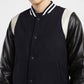 Men's Colorblock Navy Mandarin Collar Varsity Jacket - eccbe3ab-d699-4d17-b15b-57b443df59e0 View