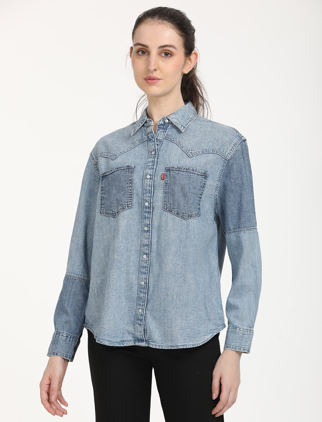 Women's Colorblock Relaxed Fit Shirt - Front View