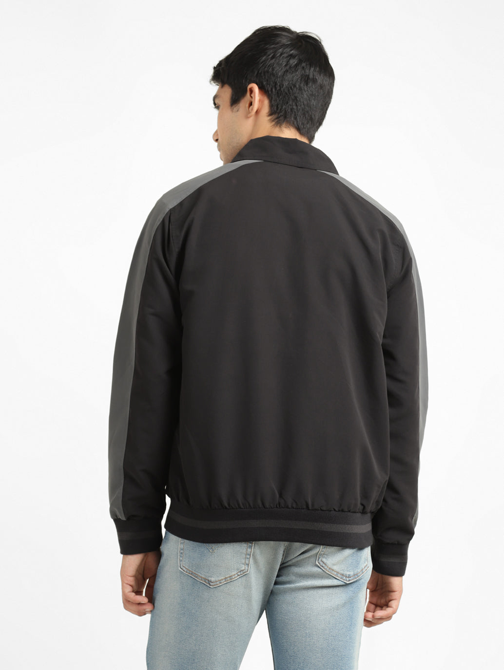 Men's Black High Neck Bomber Jacket - daed2e0a-9cf6-47bb-8938-395889286f27 View