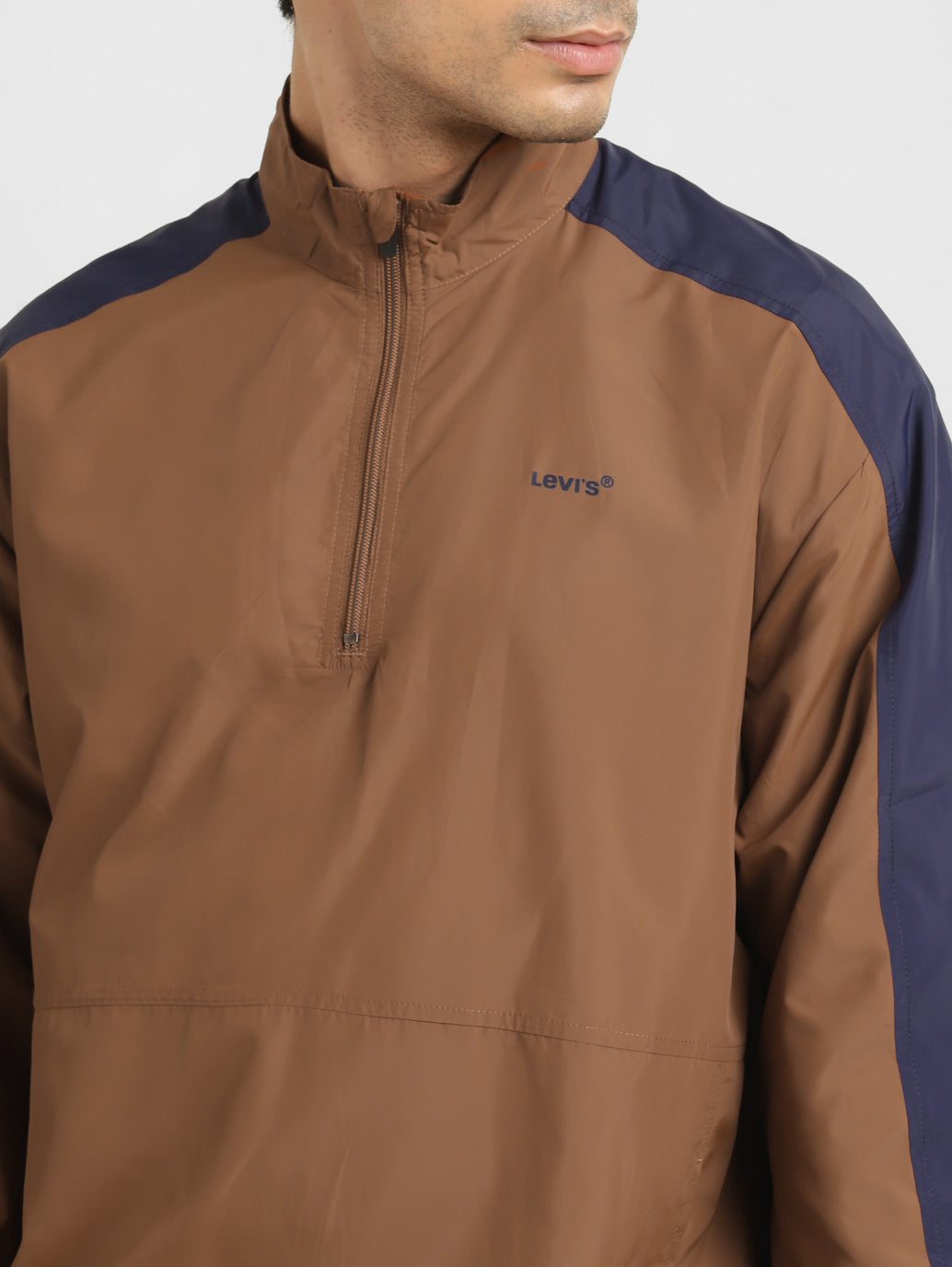 Men's Brown High Neck Tailored Jacket - 8c03850b-bb26-4e6b-8ce0-ccade41055a1 View