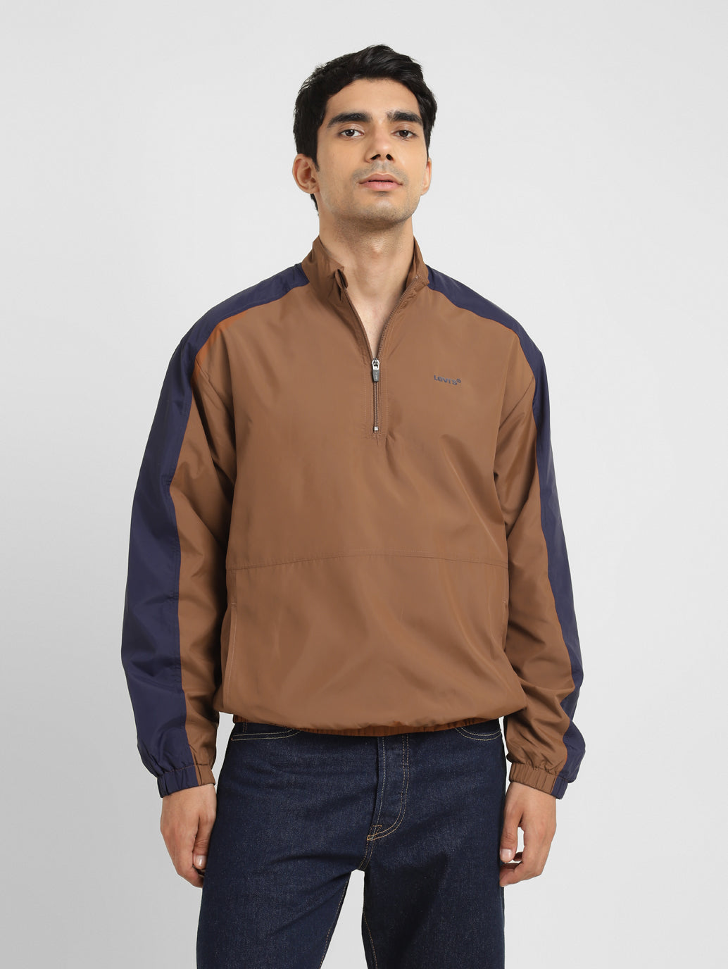 Men's Brown High Neck Tailored Jacket - a335e8c0-7a7a-4d4d-87e4-20d12a3a15e9 View