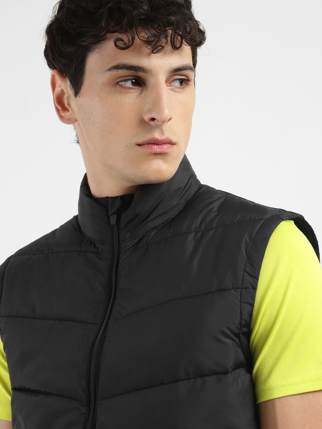 Men's Black High Neck Puffer Jackets - fb698b31-646a-4cc8-b86b-d29144732116 View