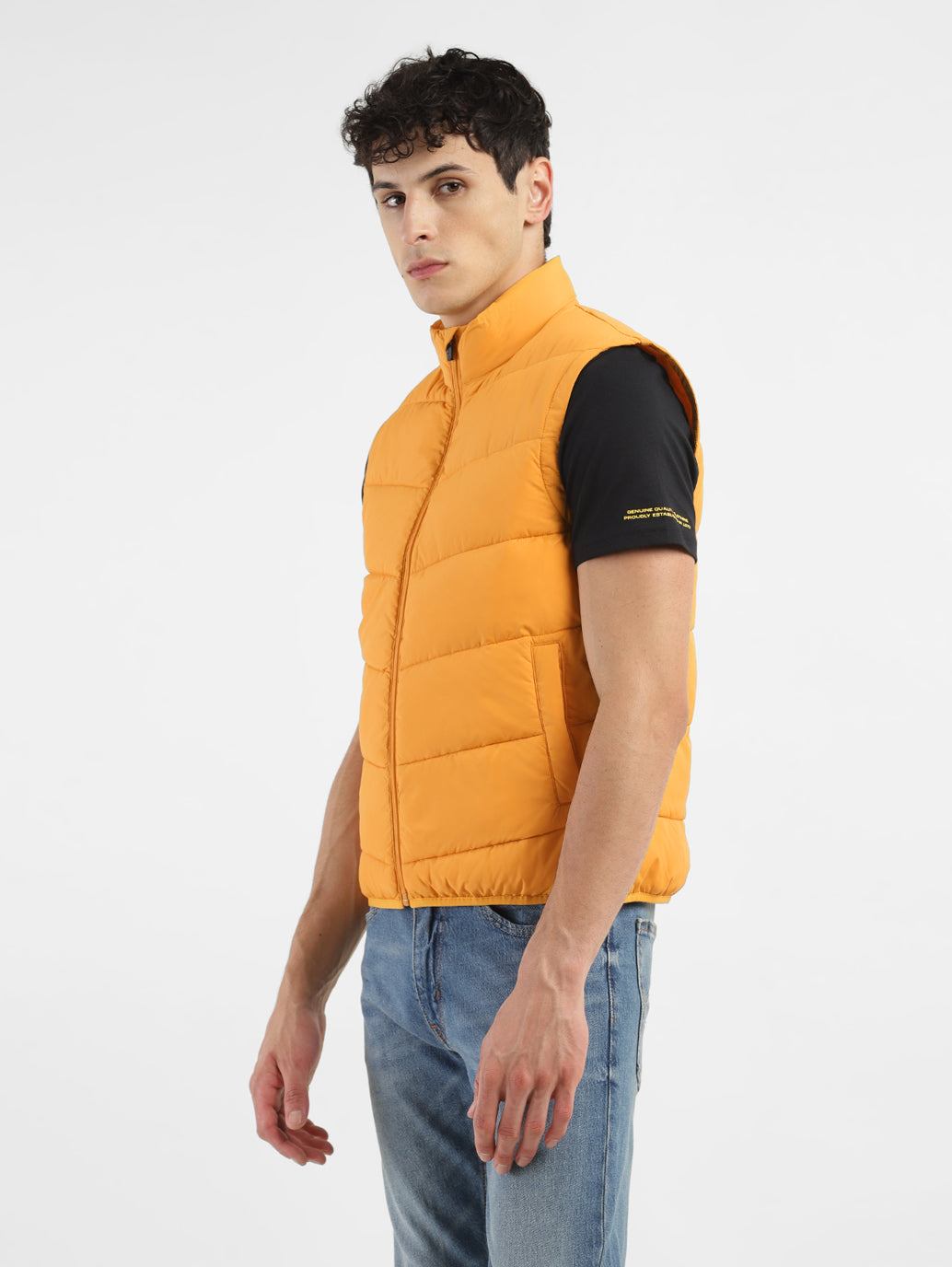 Men's Orange High Neck Puffer Jackets - 2275279d-5b46-4419-8c44-a49d7cf0af6a View