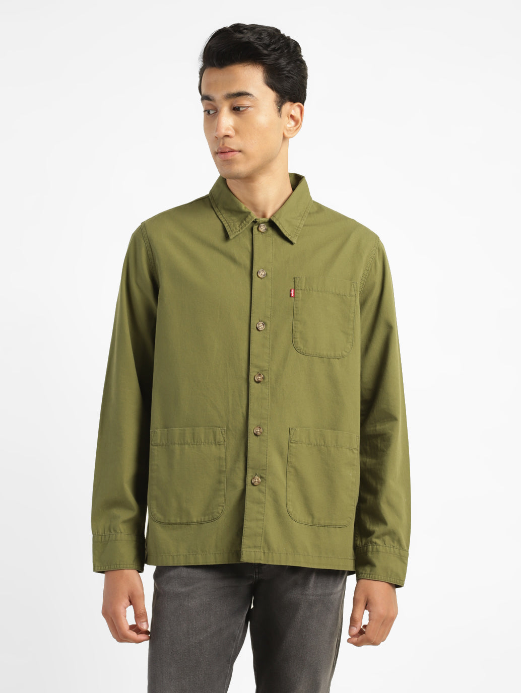 Men's Solid Full Sleeve Shacket - 4a86712a-57f4-41e3-b73d-e6a147979445 View