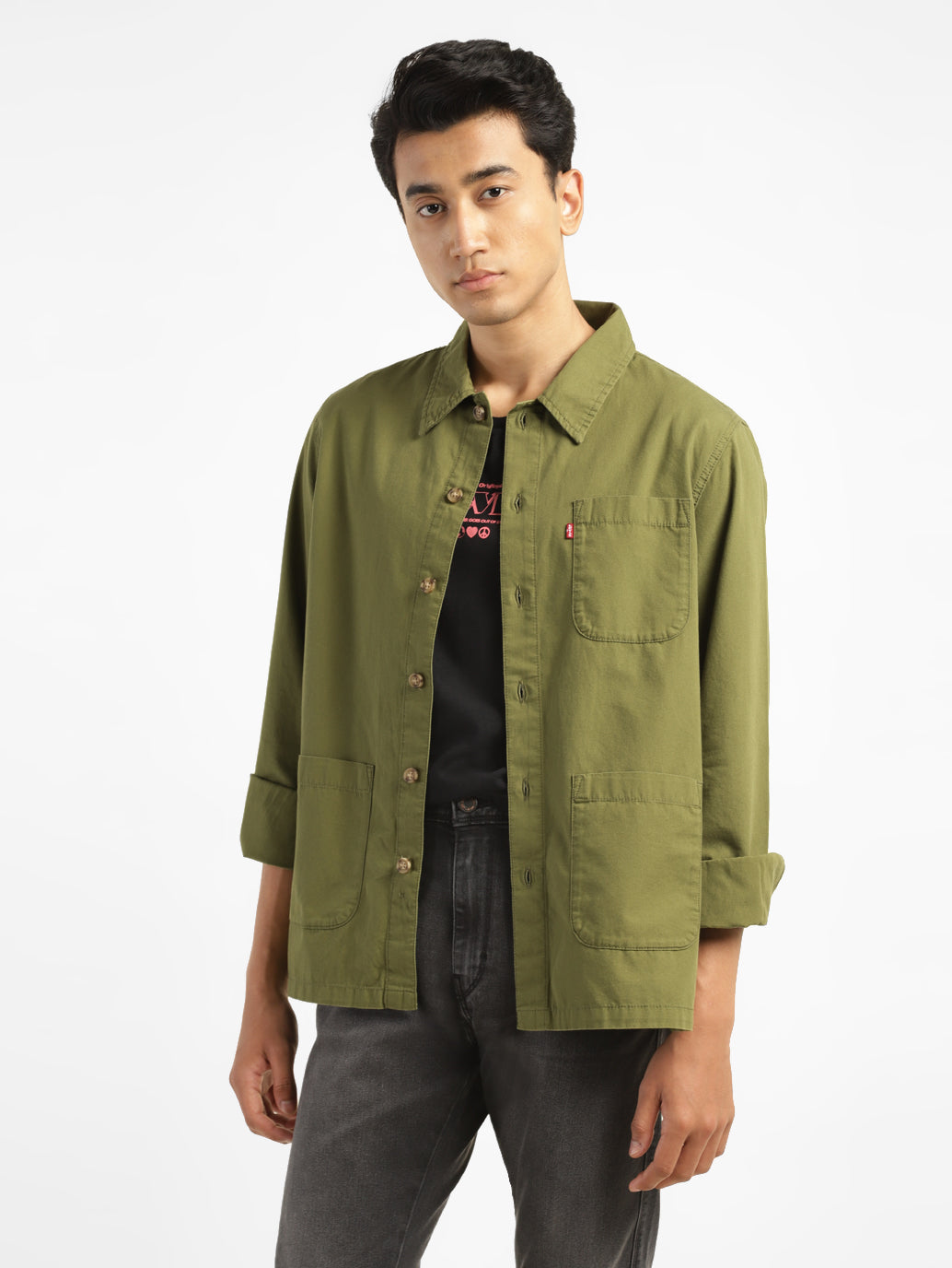 Men's Solid Full Sleeve Shacket - b89de78a-799f-4329-a2ca-38f792dda61d View