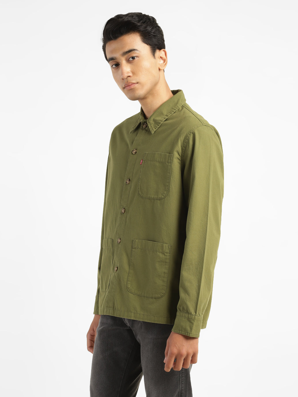Men's Solid Full Sleeve Shacket - 32aa8590-ef06-46d2-b39b-ce7a672e0fc3 View