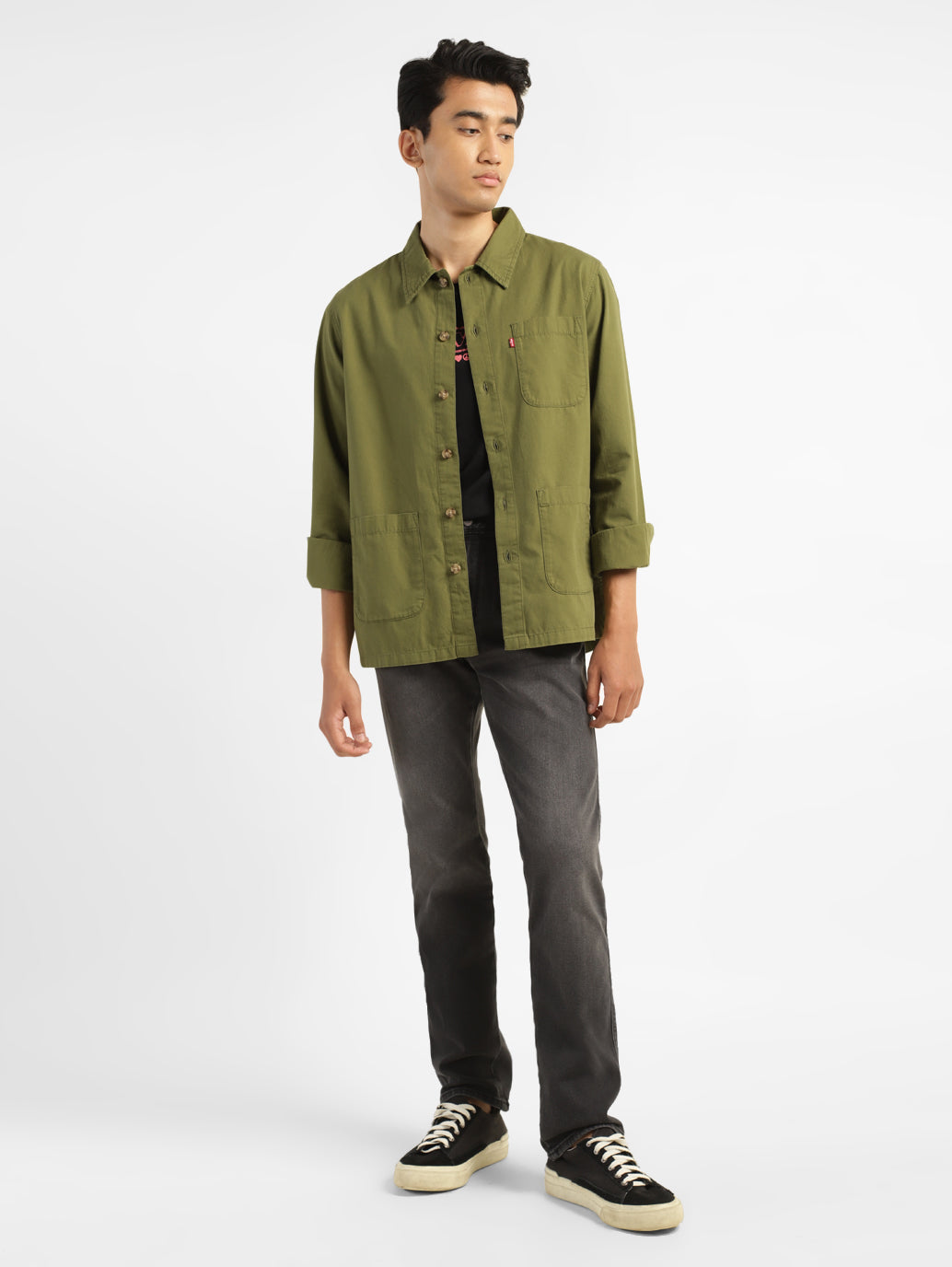 Men's Solid Full Sleeve Shacket - 884a182d-a7ed-493c-95a0-6cdeccd1f2b5 View
