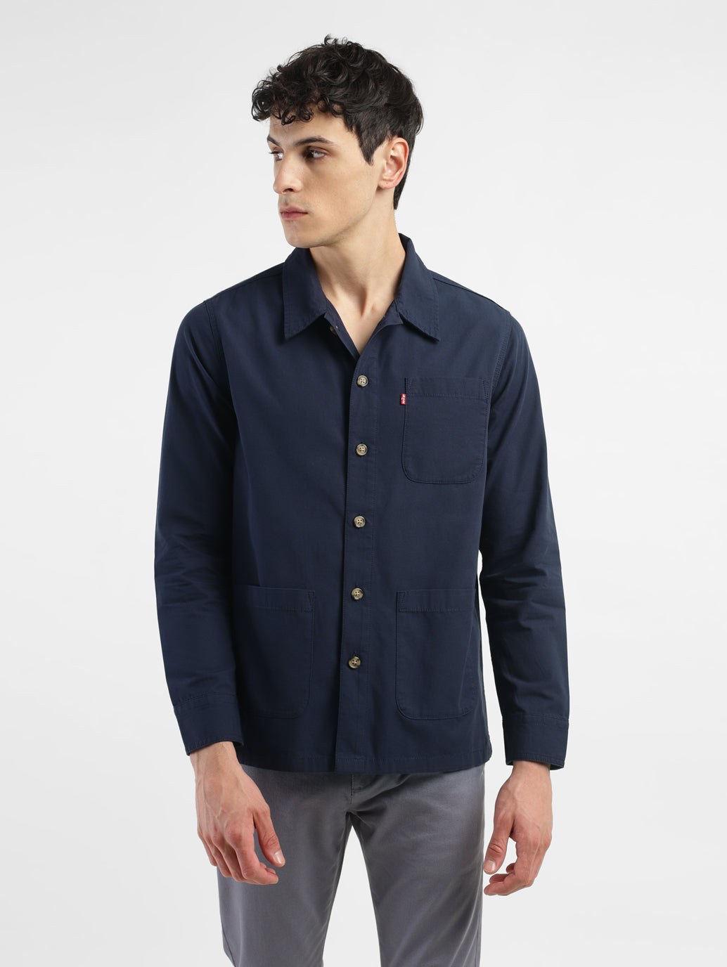 Men's Solid Full Sleeve Shacket - df90f533-86e7-485f-8afb-97f0bdc84ce2 View