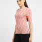 Women's Checked Crew Neck Top - b050346c-68a2-429c-8b74-5732e6cfd227 View
