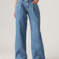 Women's Blue Baggy Dad Wide Leg Fit Low Rise Jeans - Front1 View