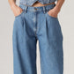 Women's Blue Baggy Dad Wide Leg Fit Low Rise Jeans - Details View