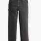 Men's Black Baggy Fit Mid Rise Jeans - Flatlay View