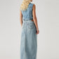Women's Mid Rise Navy Loose Fit Skirt - Back1 View