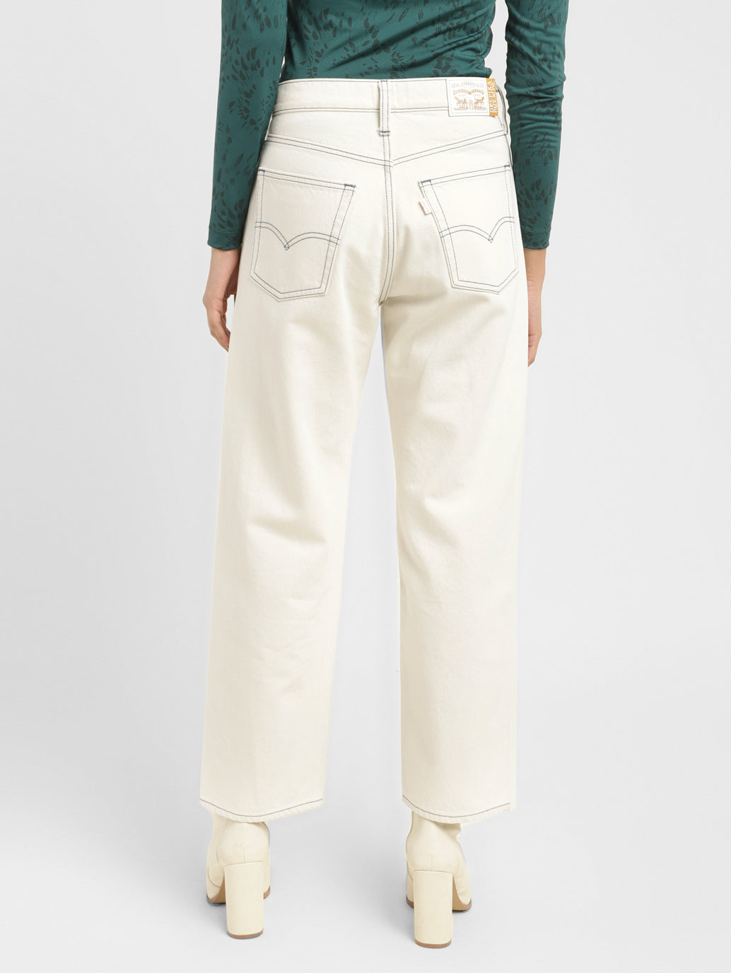 Women's 94 White Baggy Fit Mid Rise Jeans - cb178bb7-3a9a-472a-beae-13dfc105d0f7 View
