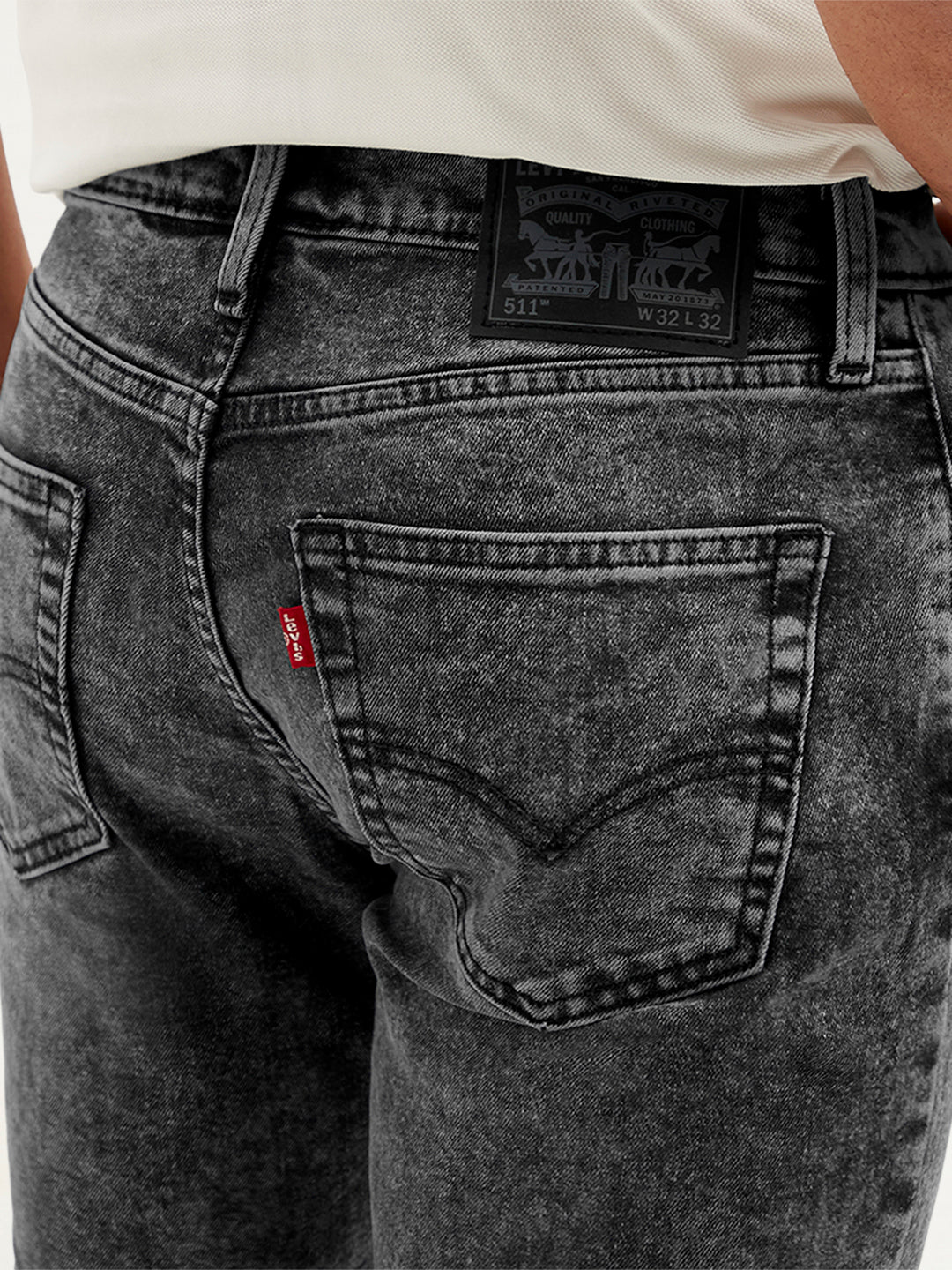 Men's 511 Grey Slim Fit Mid Rise Jeans - Detail View