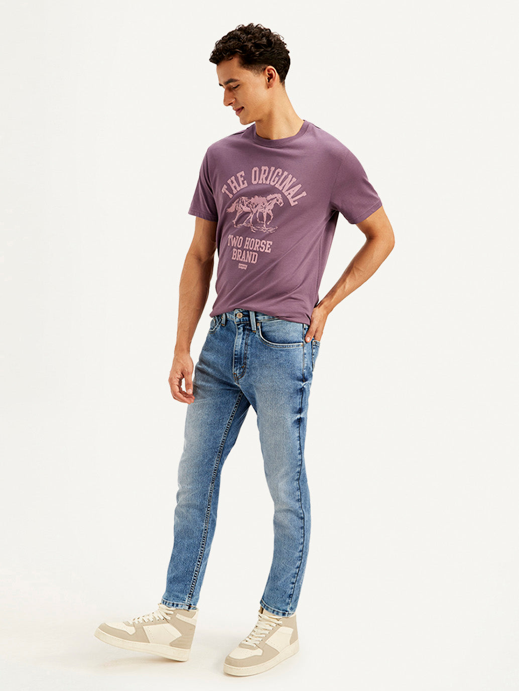 Men's 511 Blue Slim Fit Mid Rise Jeans - Side View
