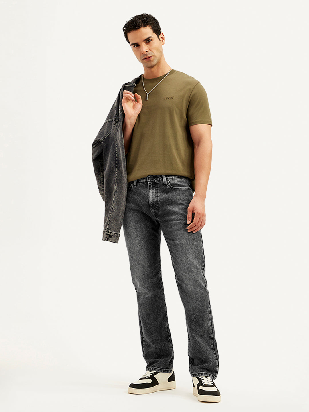 Men's 513 Charcoal Grey Slim Straight Fit Mid Rise Jeans - Styleshot View
