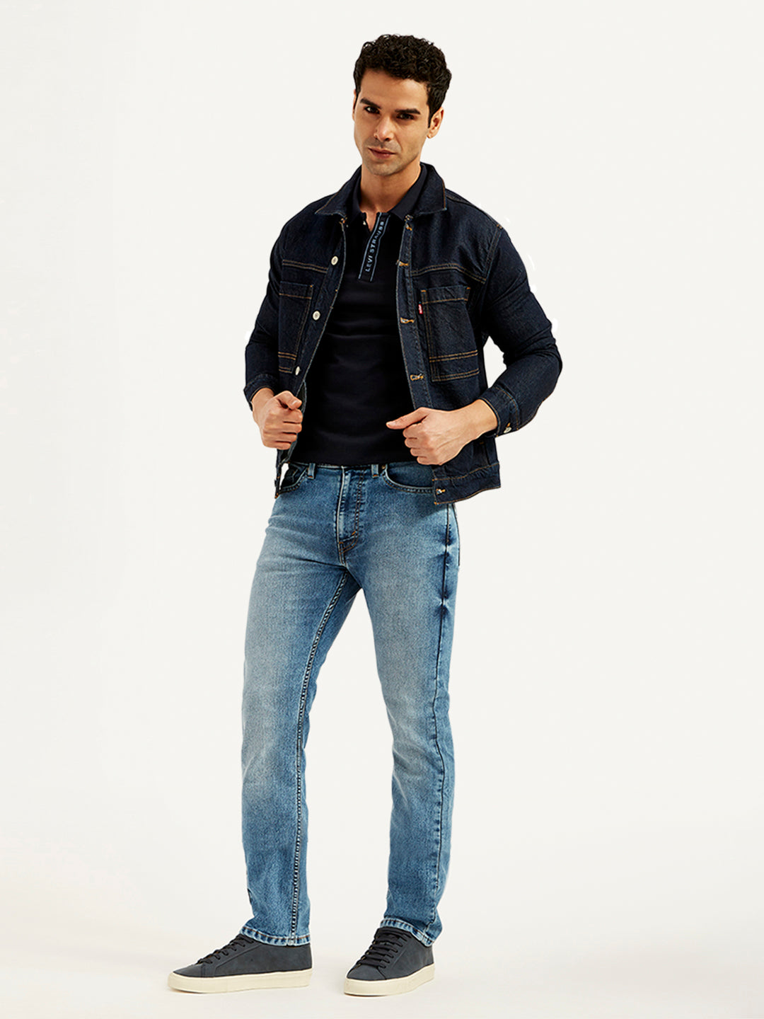 Men's 513 Blue Slim Straight Fit Mid Rise Jeans