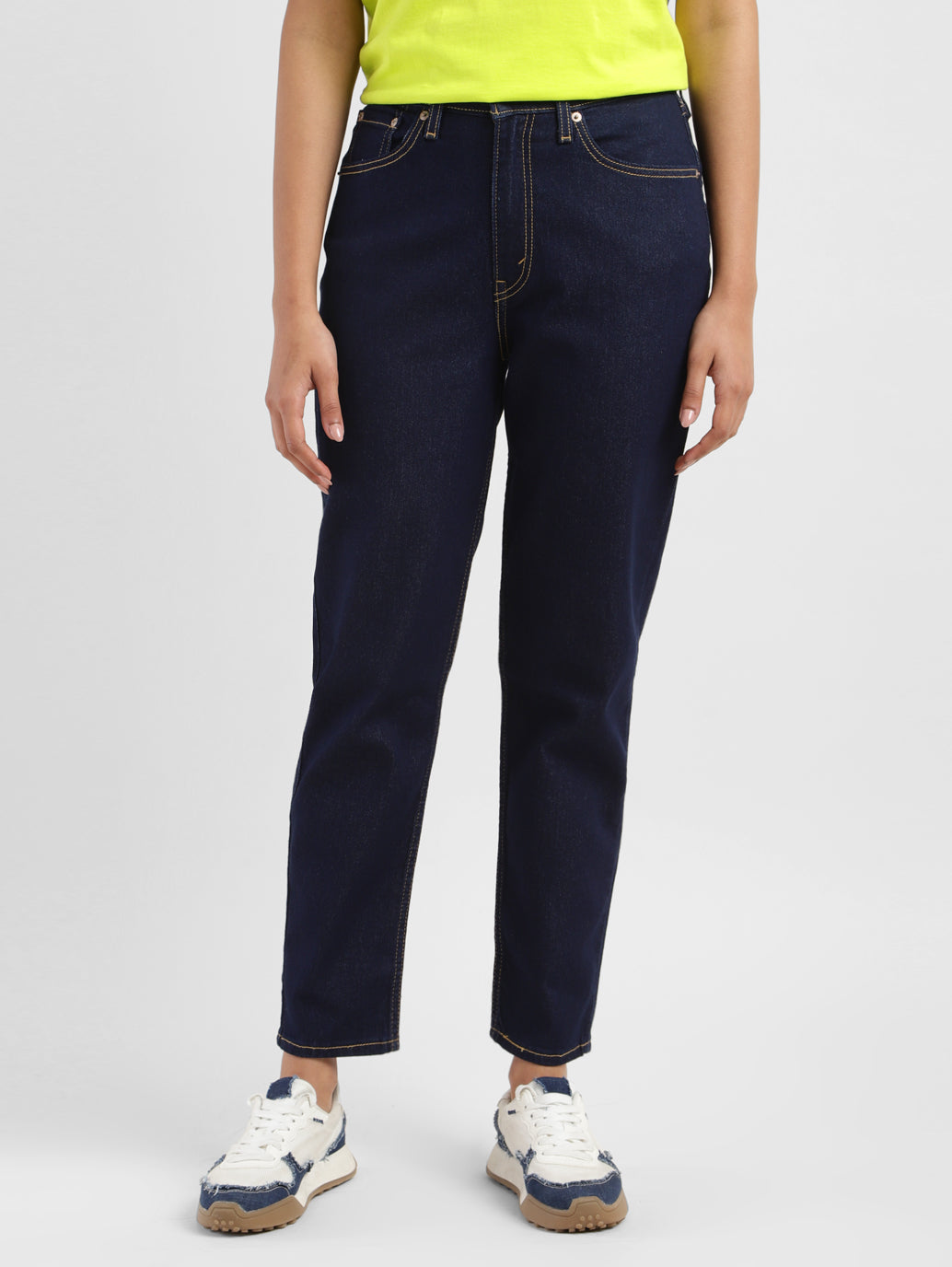 Women's 80s Mom Navy Blue Loose Fit Mid Rise Jeans - df786ded-e723-4175-b8c1-881e6883e415 View