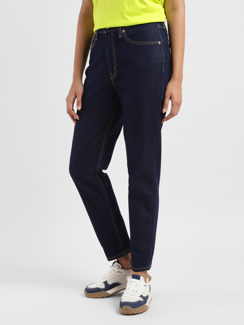 Women's 80s Mom Navy Blue Loose Fit Mid Rise Jeans - 9e447bb5-6be2-4e61-a7b3-dde4045fd127 View