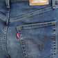 Women's Blue Ribcage Straight Fit Mid Rise Jeans - BackDetails View