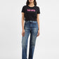 Women's Blue Ribcage Straight Fit Mid Rise Jeans - ModelFront View