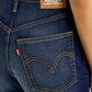 Women's Navy Blue Ribcage Straight Fit High Rise Jeans - Detail View