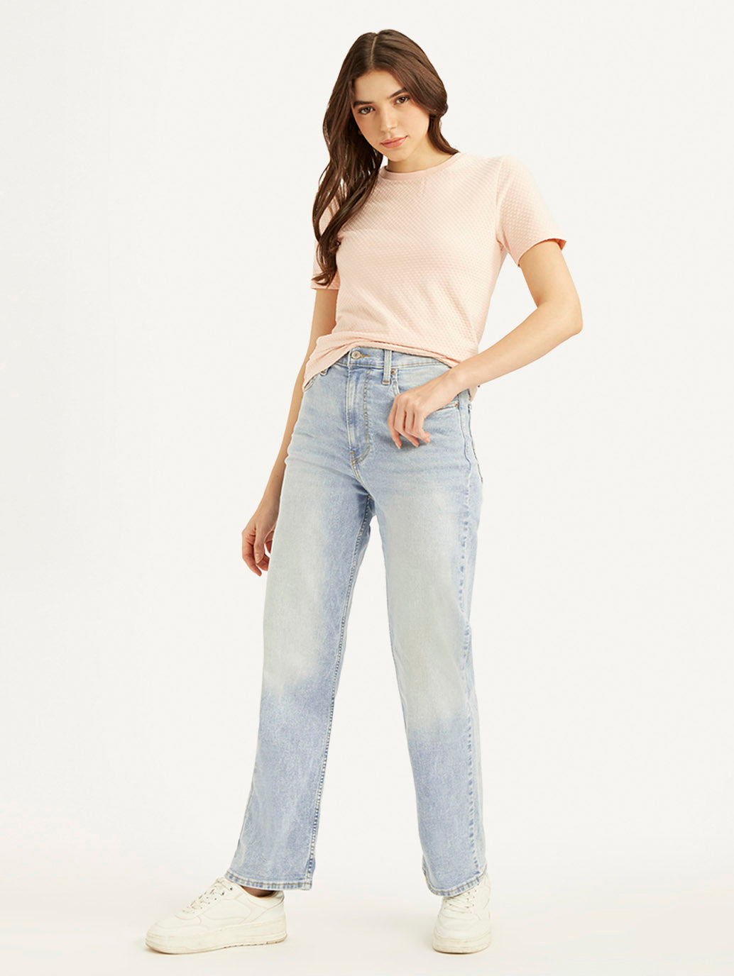 Women's Blue Ribcage Straight Fit High Rise Jeans - 17771a6a-b710-4336-a16a-e50515b5df3b View