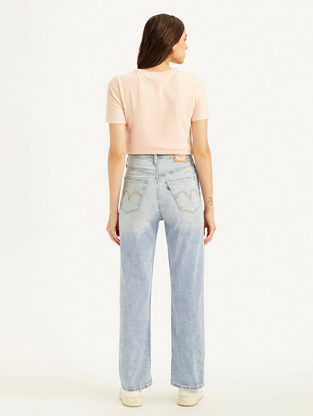 Women's Blue Ribcage Straight Fit High Rise Jeans - 8d4371b2-1c92-499d-ae45-e89aae6cbdb0 View