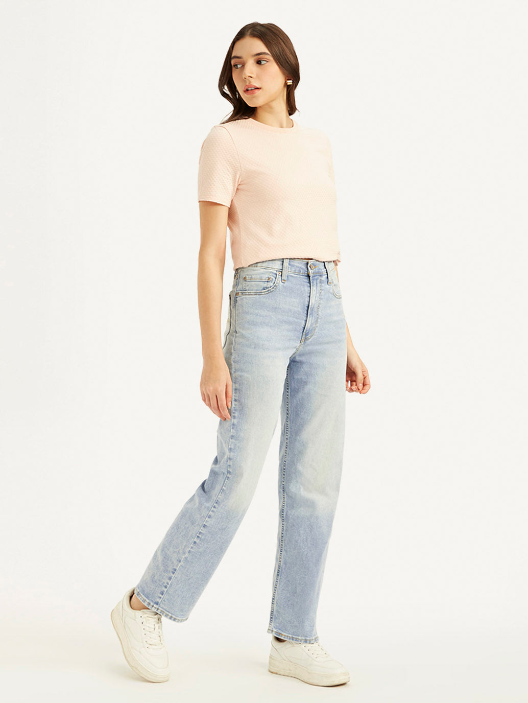 Women's Blue Ribcage Straight Fit High Rise Jeans - 7f7bd28a-55b1-479b-9194-2042e2b0d74c View
