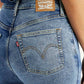 Women's Blue Ribcage Straight Fit High Rise Jeans - Detail View