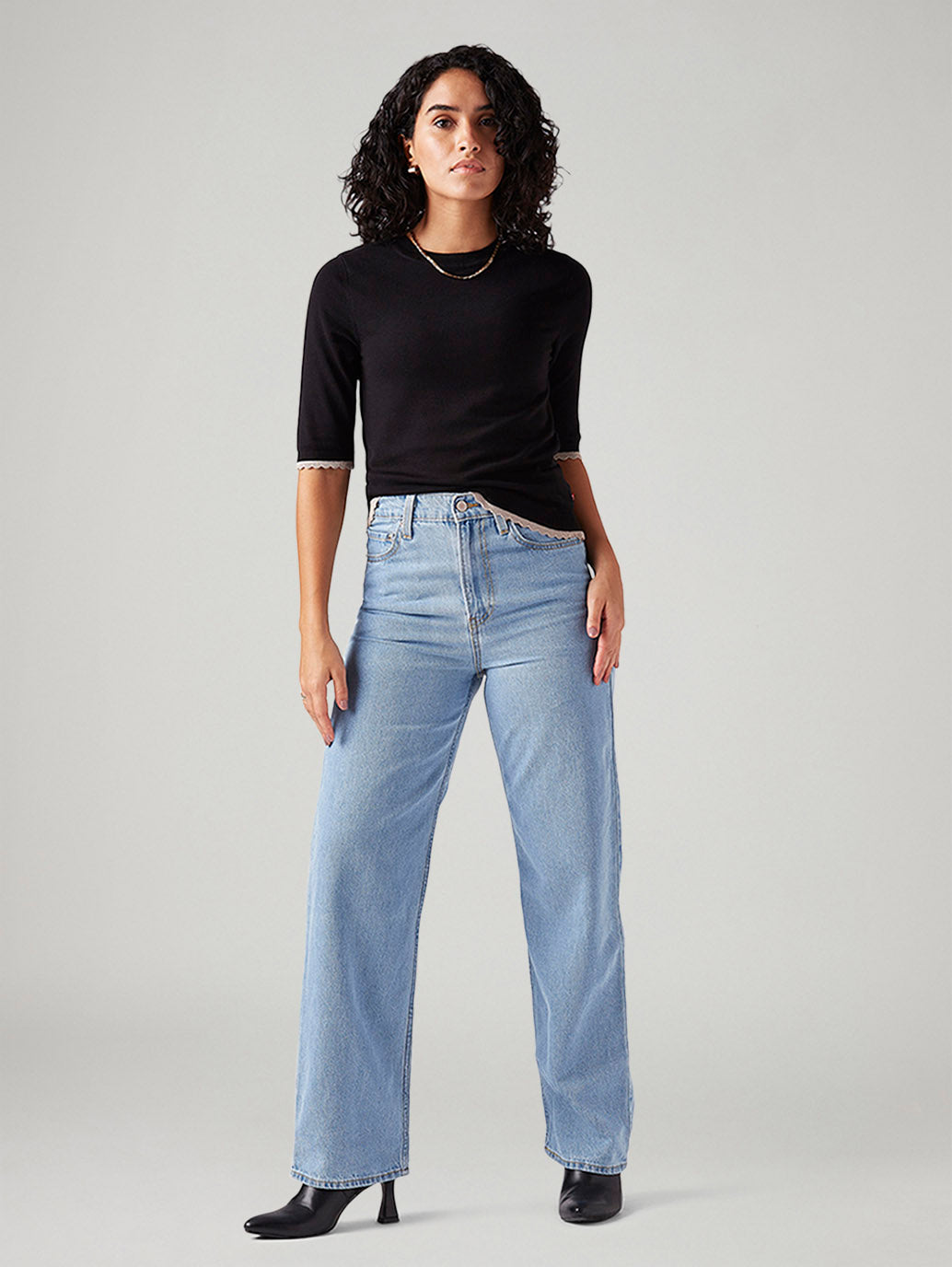 Women's Light Blue Ribcage Straight Fit High Rise Jeans