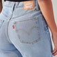 Women's Light Blue Ribcage Straight Fit High Rise Jeans - Detail View