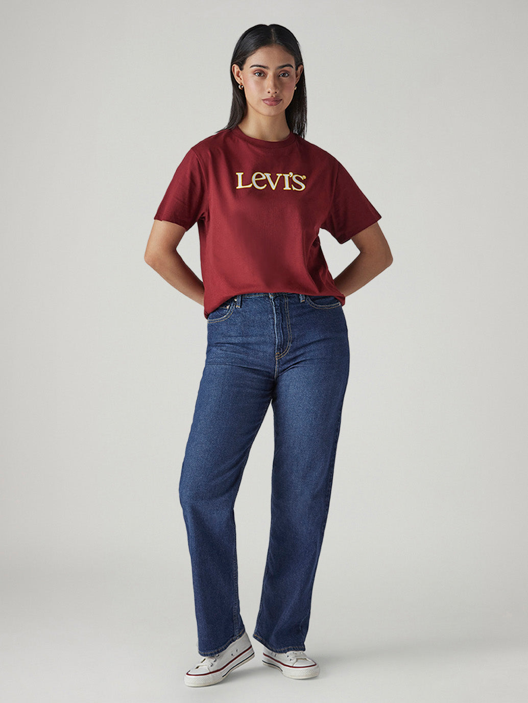 Women's Blue Ribcage Straight Fit High Rise Jeans