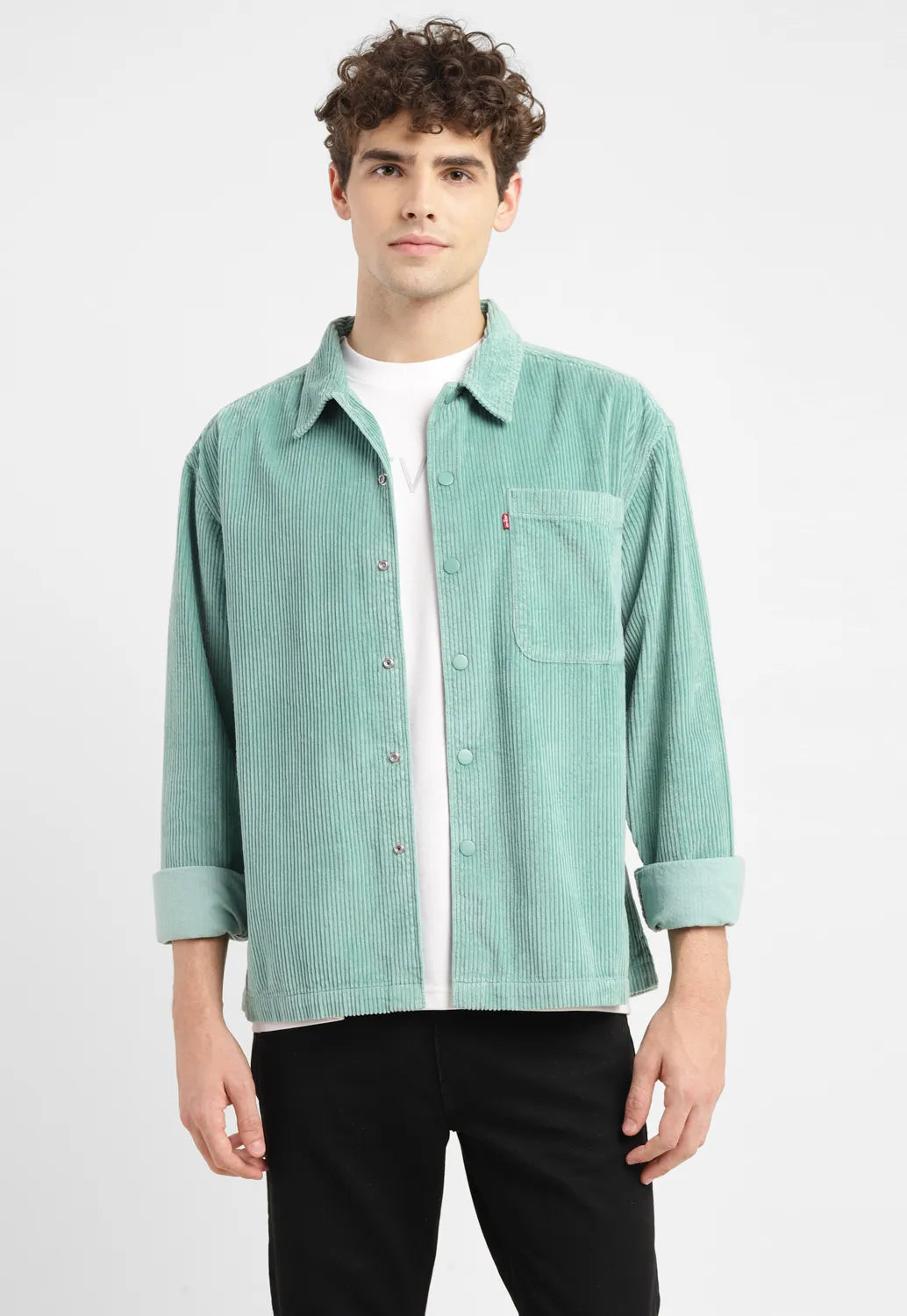 Men's Solid Spread Collar Corduroy Shirt - 7d0ed033-3a62-46d6-ae57-9f39f85c99a3 View
