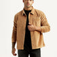 Men's Textured Tan Relaxed Fit Corduroy Shirt - Styleshot View
