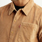 Men's Textured Tan Relaxed Fit Corduroy Shirt - Detail View