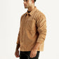 Men's Textured Tan Relaxed Fit Corduroy Shirt - Side View