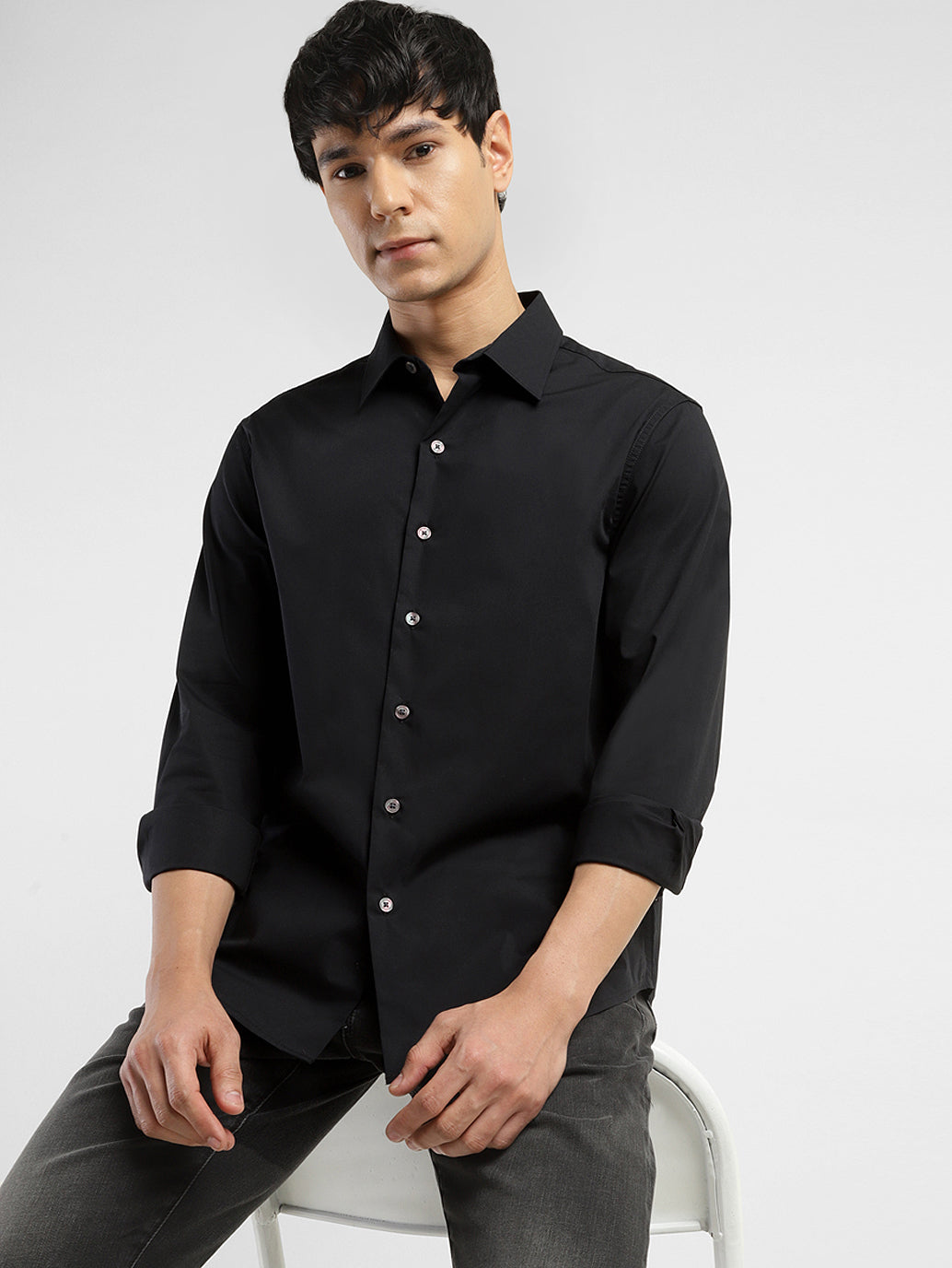 Men's Redloop Solid Spread Collar Shirt - 82781d93-5699-4d83-9993-59f5e2fb04e4 View