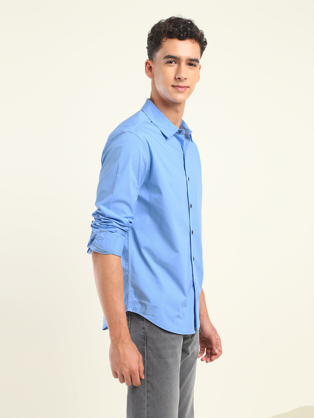Men's Redloop Solid Spread Collar Shirt - Side View