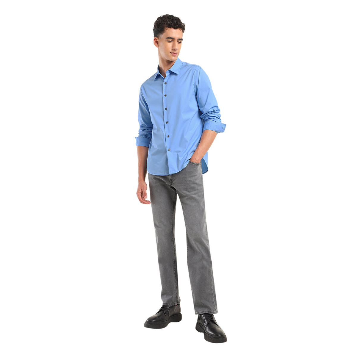 Men's Redloop Solid Spread Collar Shirt - 5 View