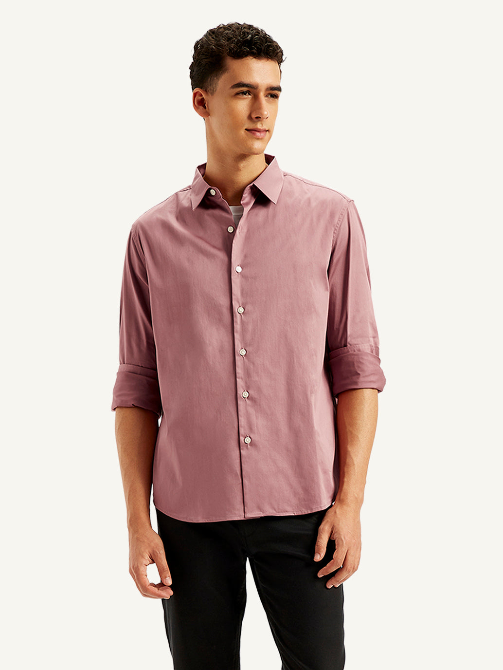 Men's Redloop Solid Slim Fit Shirt - Front View